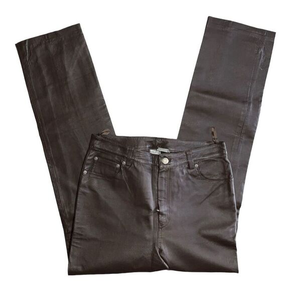 Vintage Newport News Brown Slim Straight Leather PantsWomen's‎ Size 10